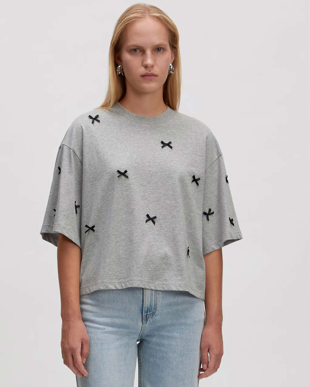 Iolana T-shirt Grey Melange + Black Bows Iolana T-shirt Grey Melange + Black Bows