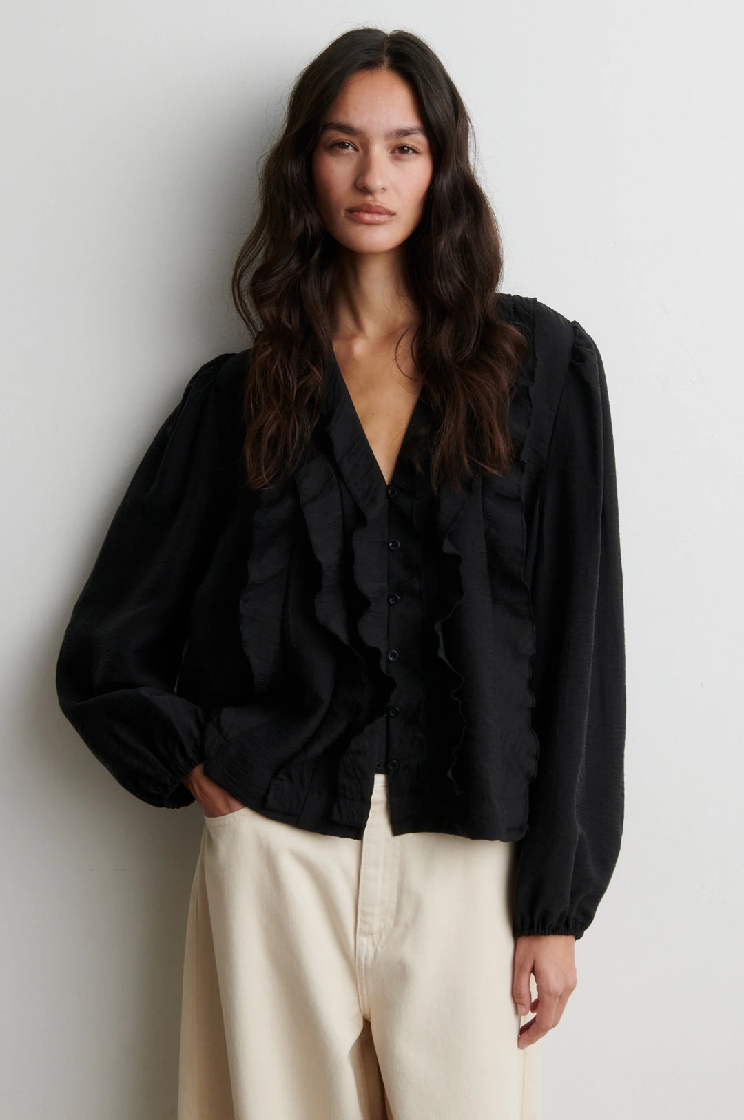 Rayna Frill Blouse Black
