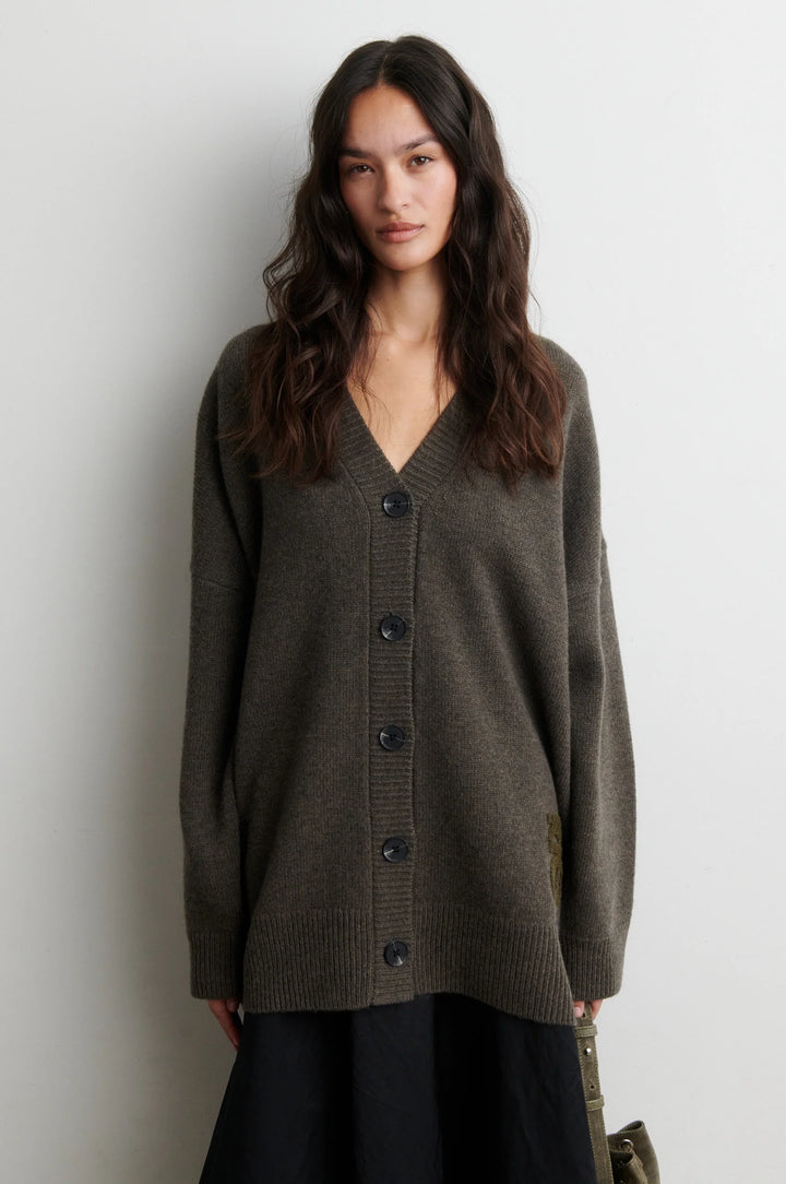 Alpha Knit Monogram Cardigan Black Olive