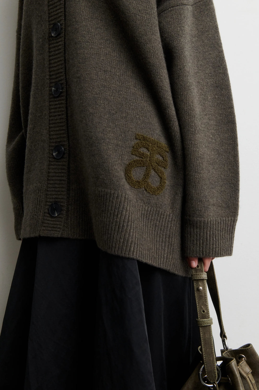 Alpha Knit Monogram Cardigan Black Olive