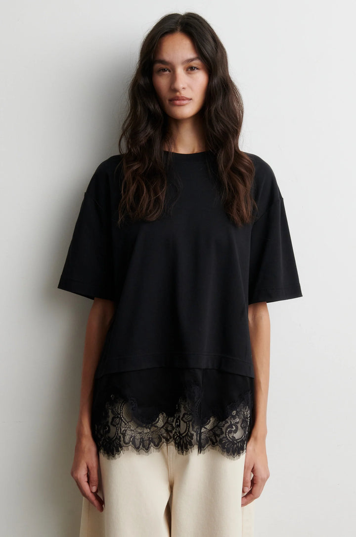 Vaccara Lace Tee Black