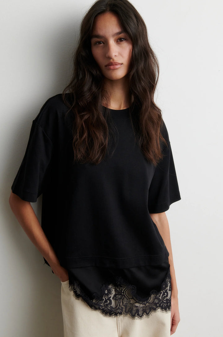 Vaccara Lace Tee Black