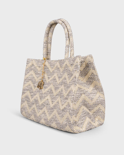 ANOKHI Book Tote L Black White Gold myMEID