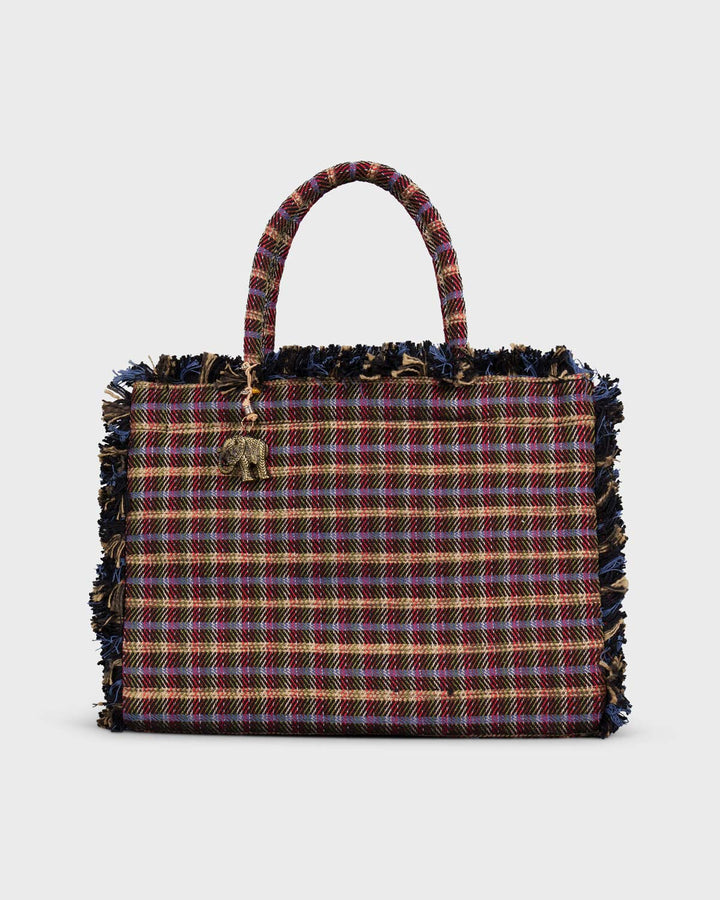 Book Tote Large Fringes Multi Red