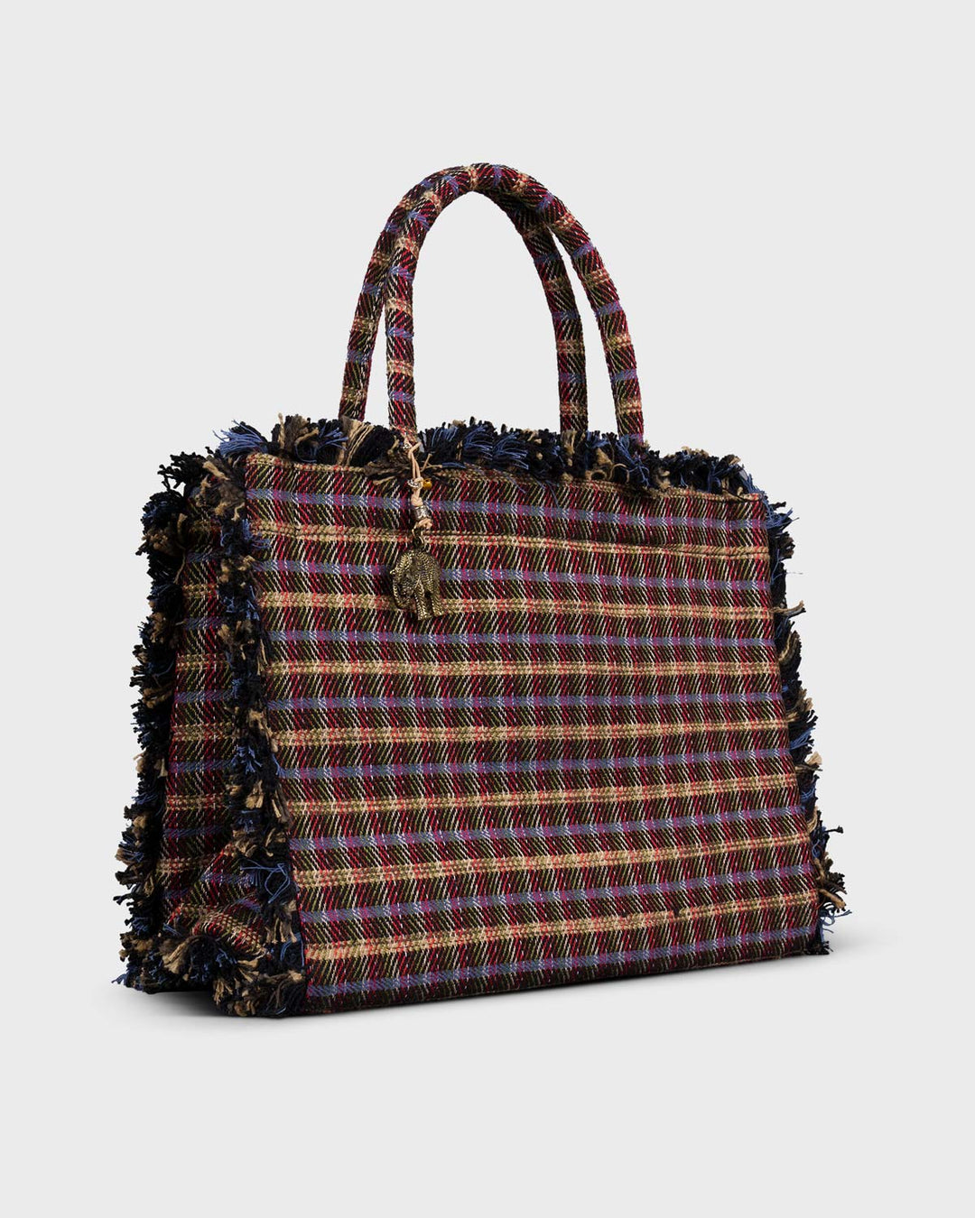 Book Tote Large Fringes Multi Red
