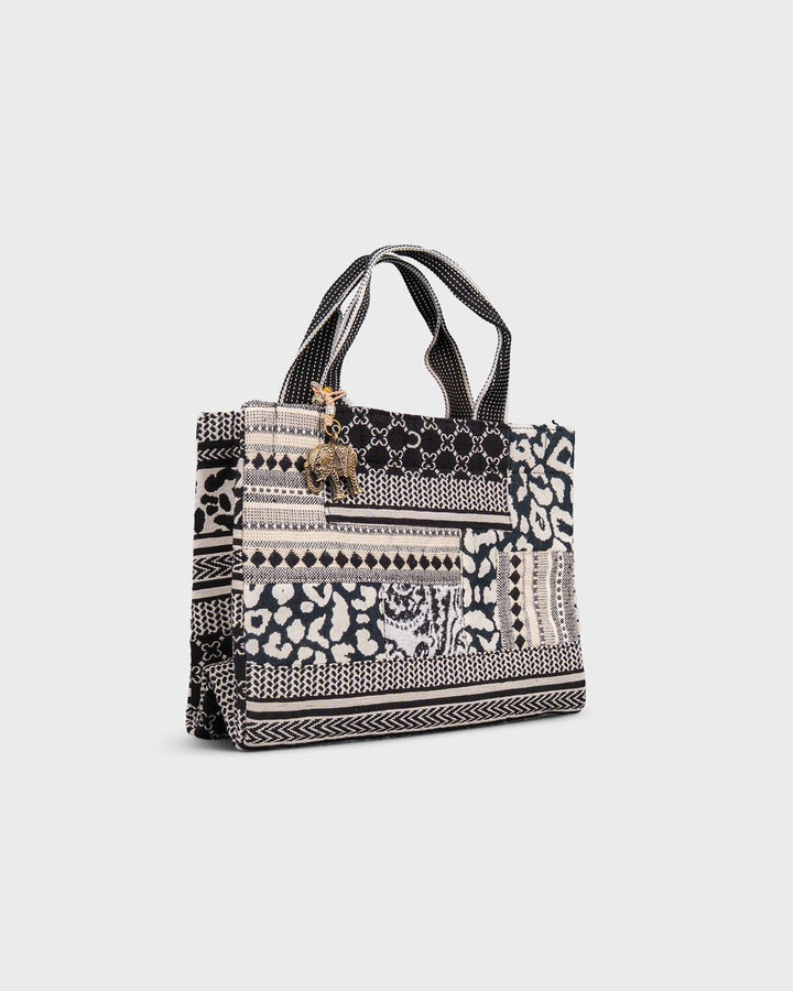 Tote Bag soft medium patch Black White