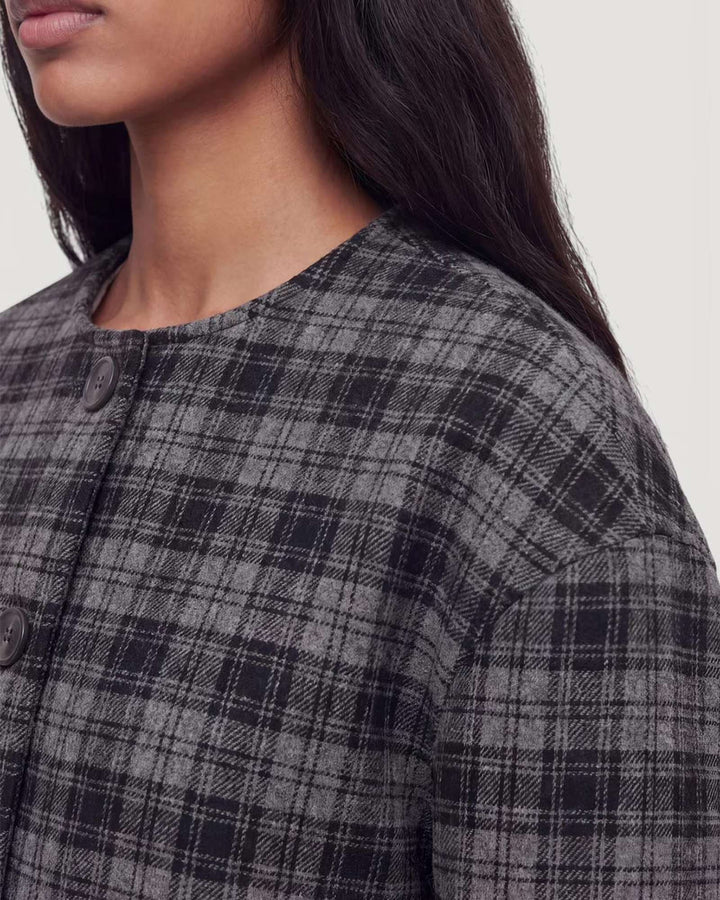 EDITED Jacke Aino Wool Jacket Grey Check – Bild 3
