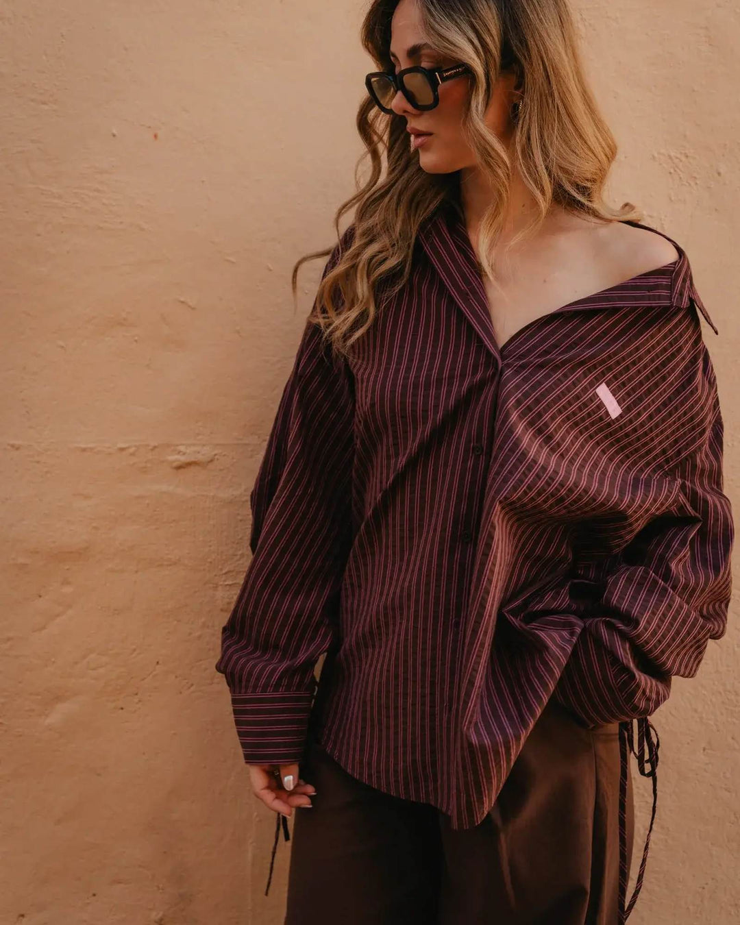 OH APRIL Bluse Alessa Blouse Dark Brown Stripe – Bild 2