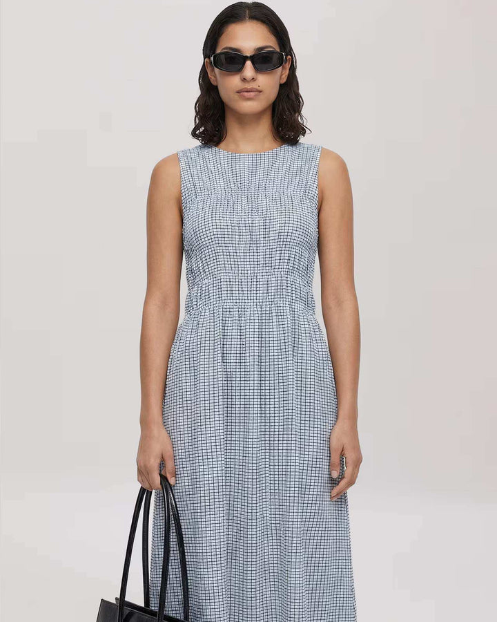 Annesca Dress Vichy: Black + Skyway