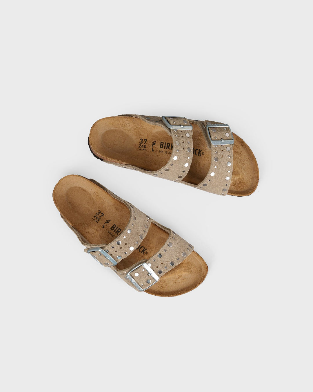 Arizona Rivet Suede Leather Taupe
