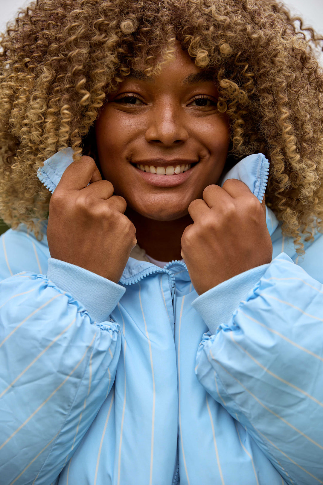 Nancy Puffer Jacket Sky Blue/Stripe