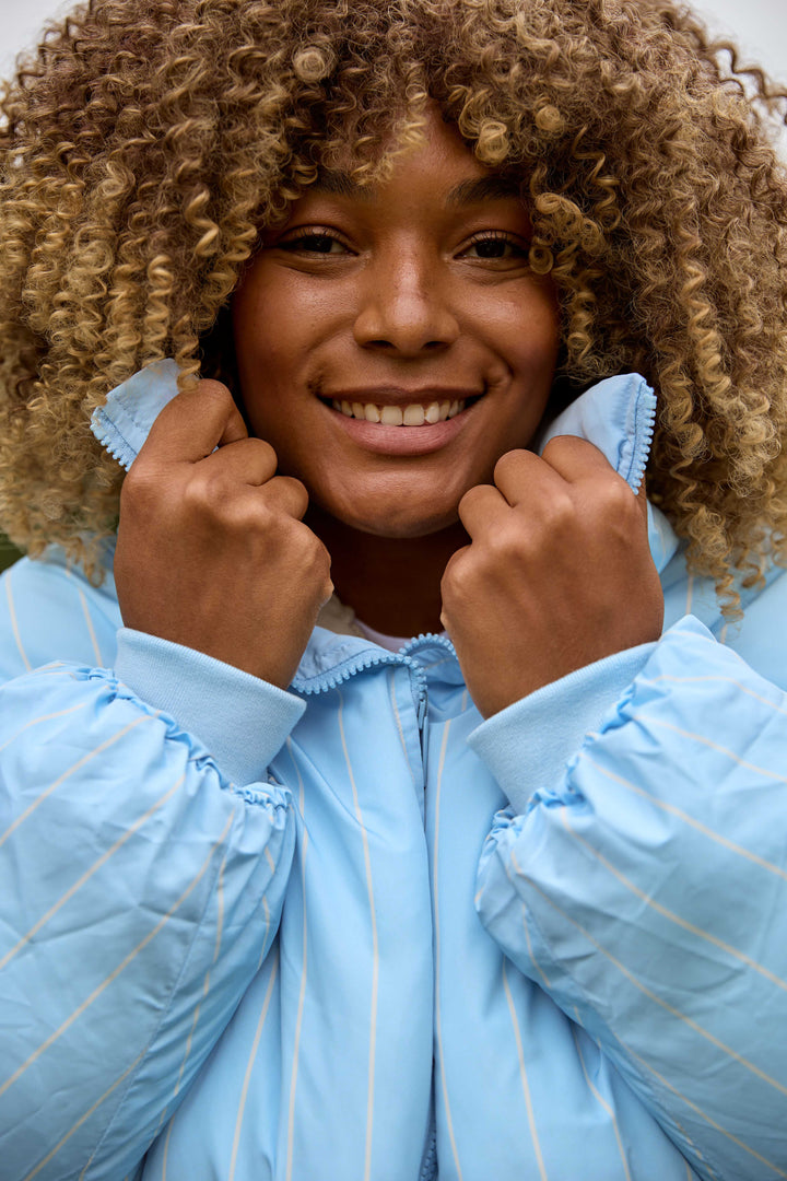Nancy Puffer Jacket Sky Blue/Stripe