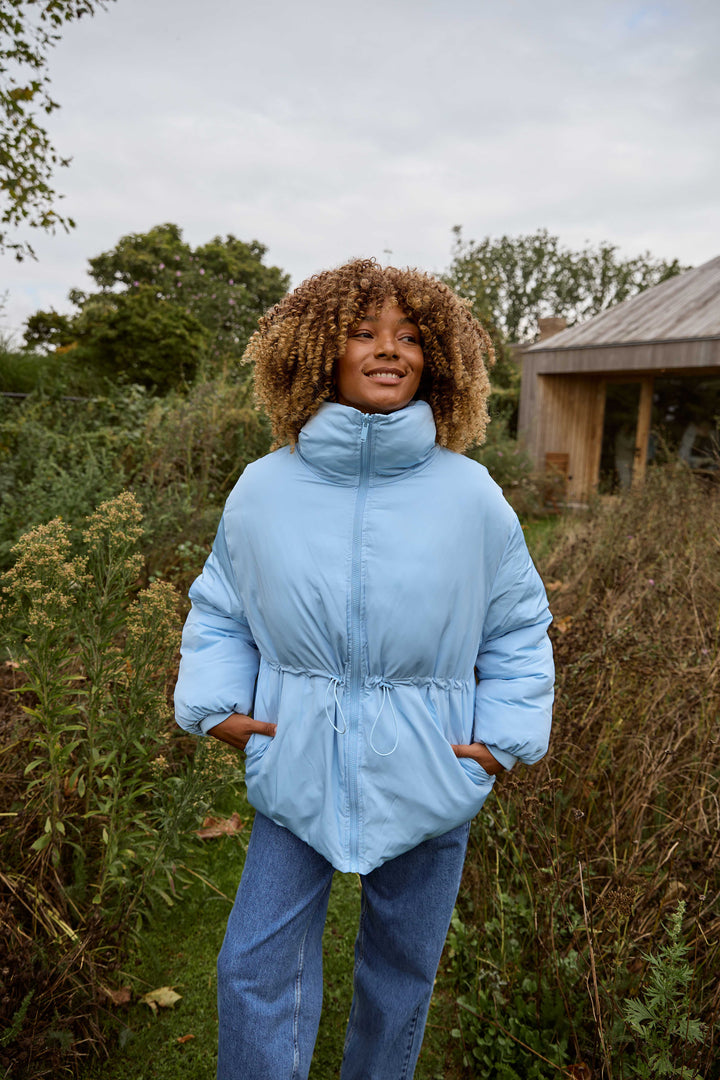 Nancy Puffer Jacket Sky Blue/Stripe