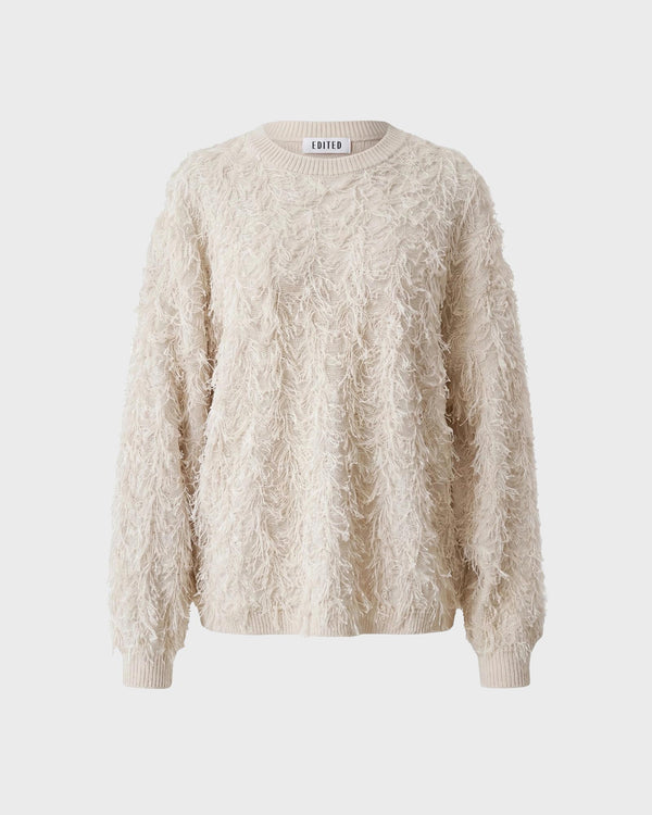 EDITED Pullover Bailee Jumper Fringes Cream