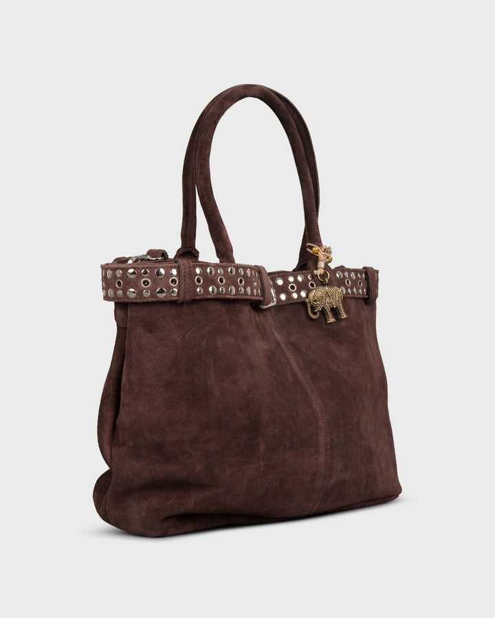 Belt Book Tote Large Nieten Brown