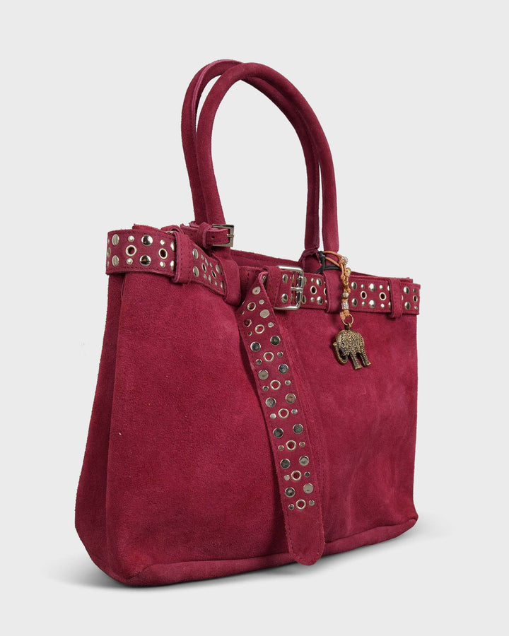 Belt Book Tote Large Nieten Merlot