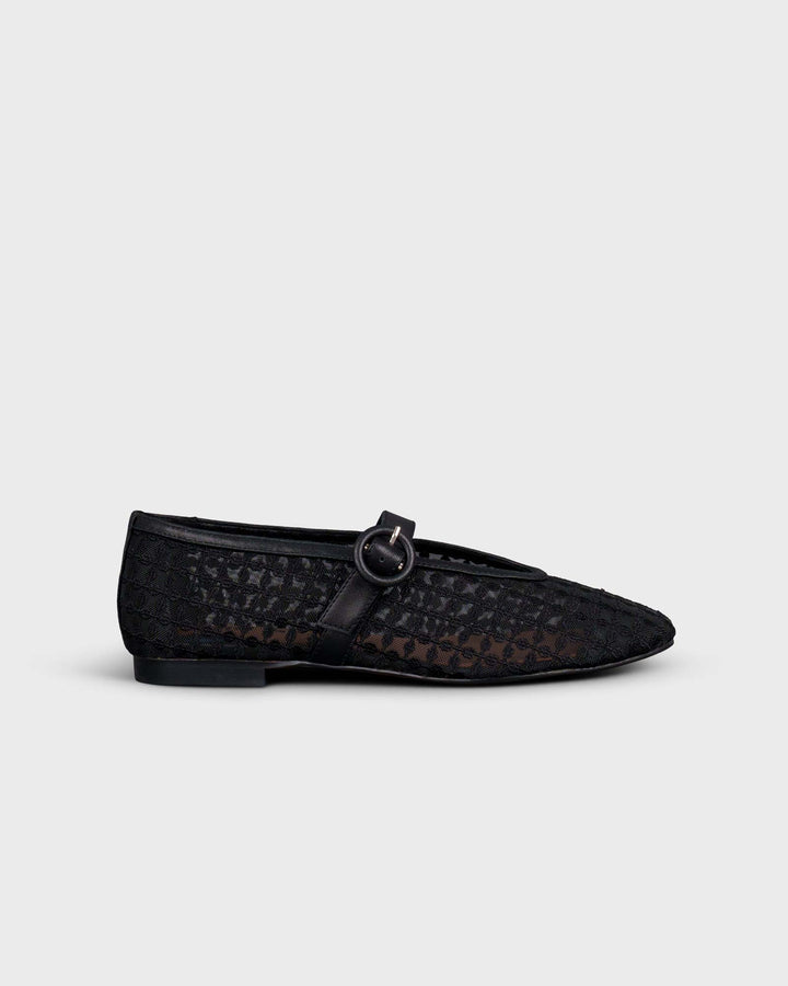 Naila Flat Floral Mesh Black