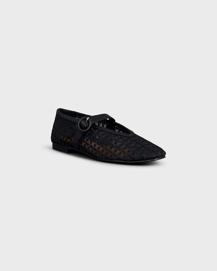 Naila Flat Floral Mesh Black
