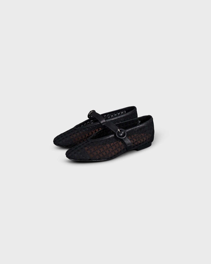 Naila Flat Floral Mesh Black