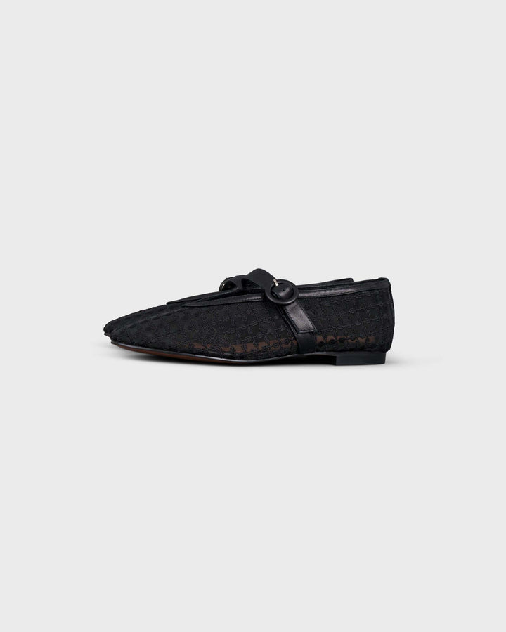 Naila Flat Floral Mesh Black