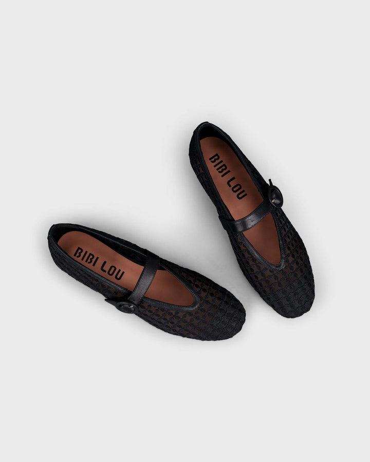 Naila Flat Floral Mesh Black