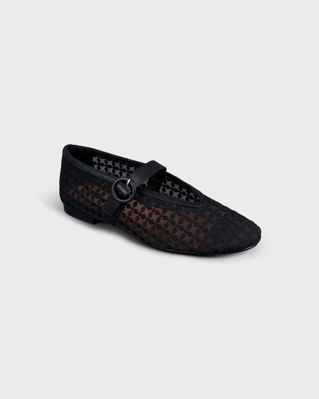 Naila Flat Floral Mesh Black