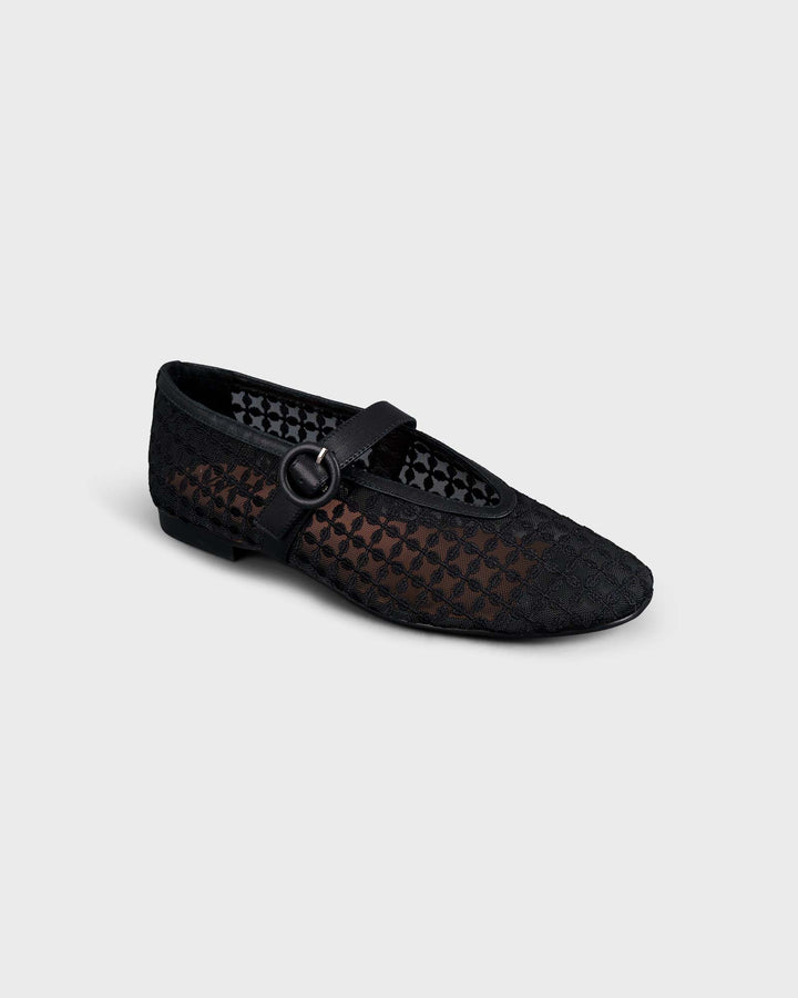Naila Flat Floral Mesh Black