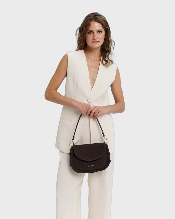 HEY MARLY Handtasche Big Sister Suede Coffee – Bild 8