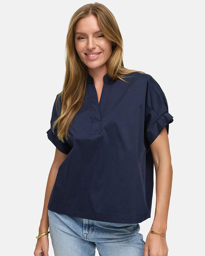 Bluse in Cotton Stretch Navy