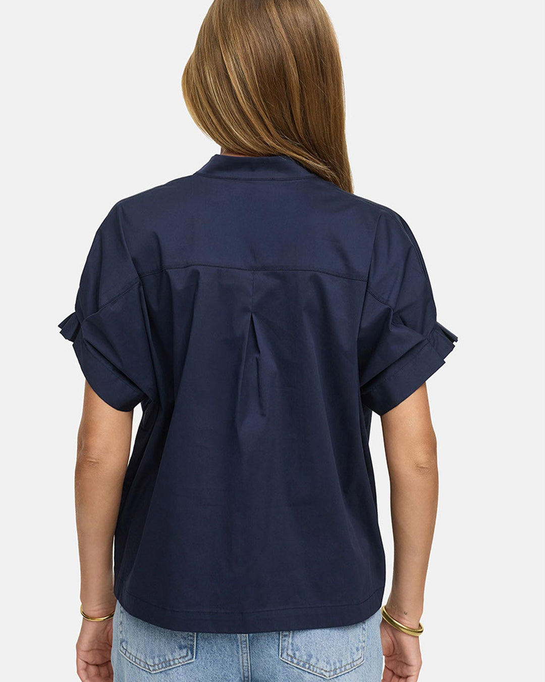 Bluse in Cotton Stretch Navy