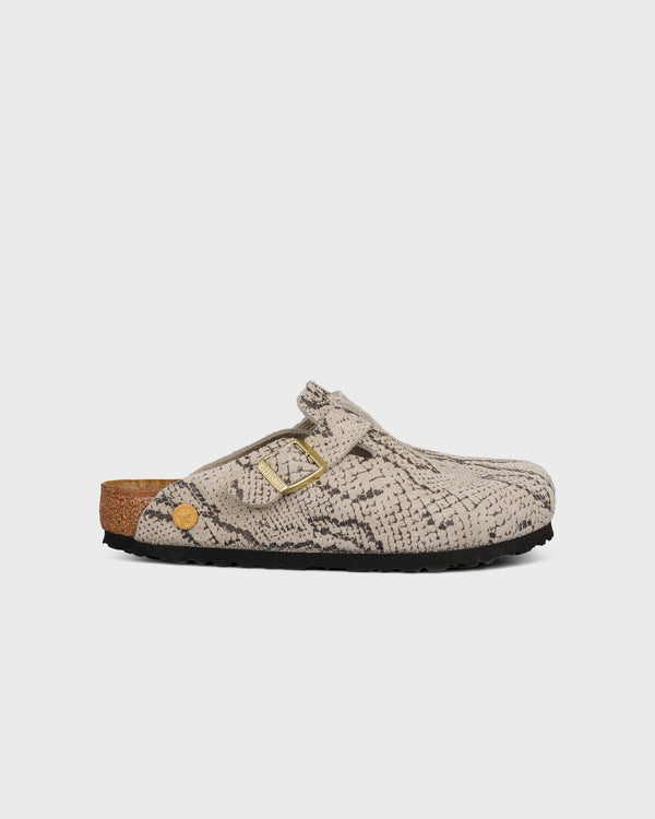 Boston Rivet Logo Suede Leather Snake Oyster