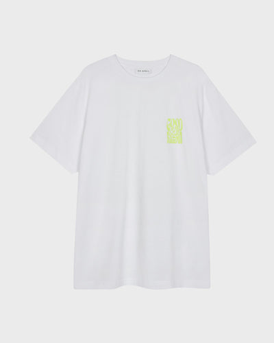 OH APRIL Boyfriend T-Shirt White/Lime Good Karma Club myMEID