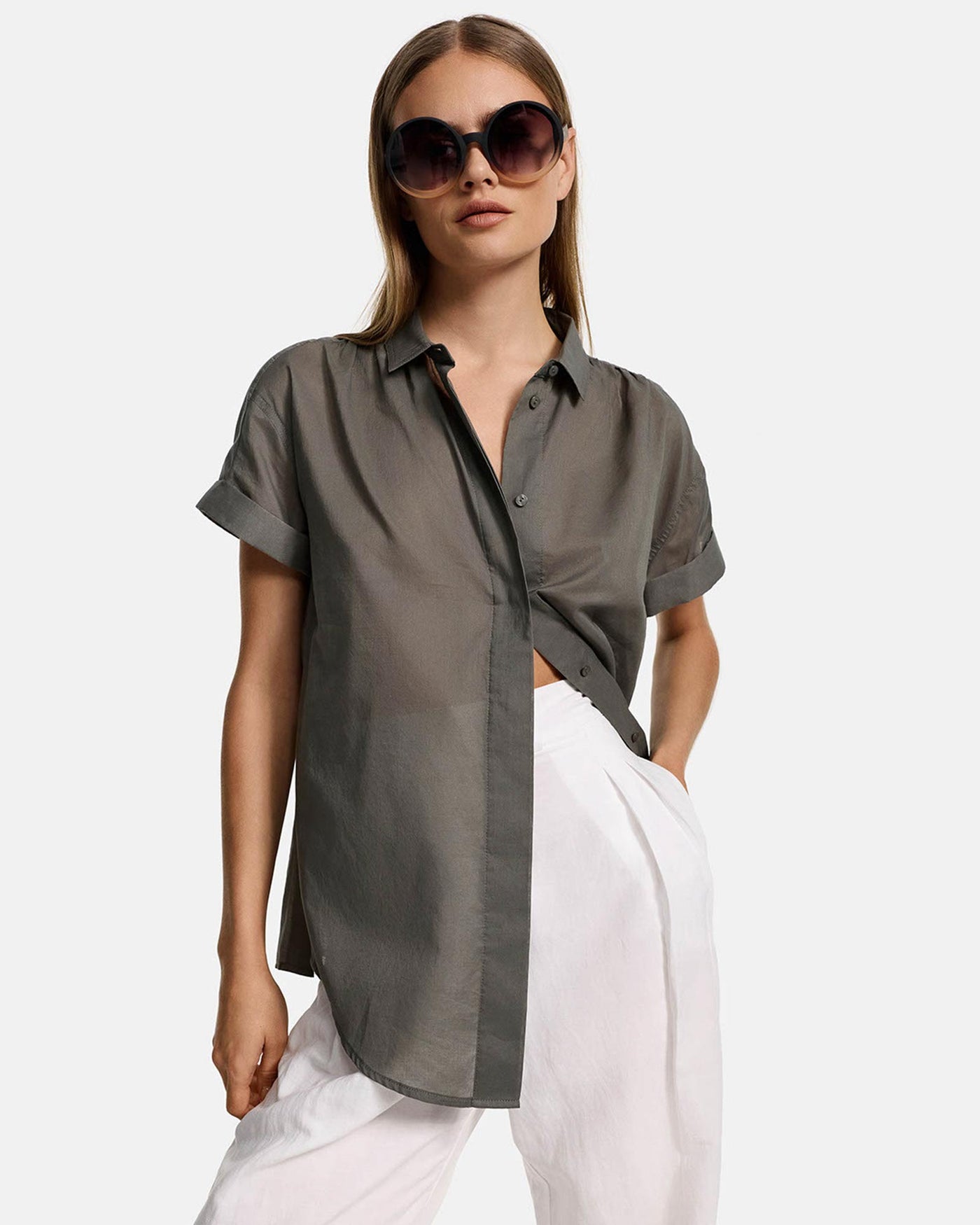 Bluse Kurzarm Olive myMEID