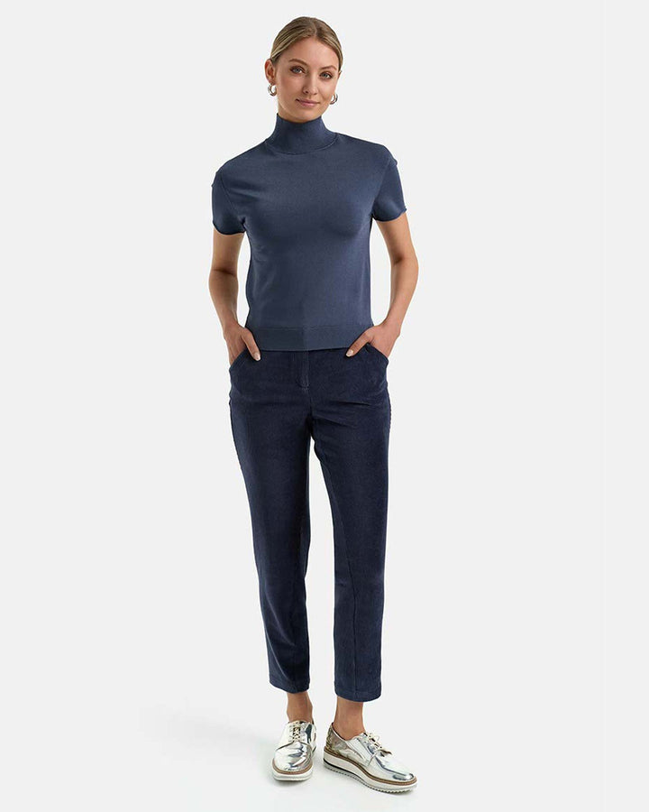Hose in Cord Jersey Retro Blue