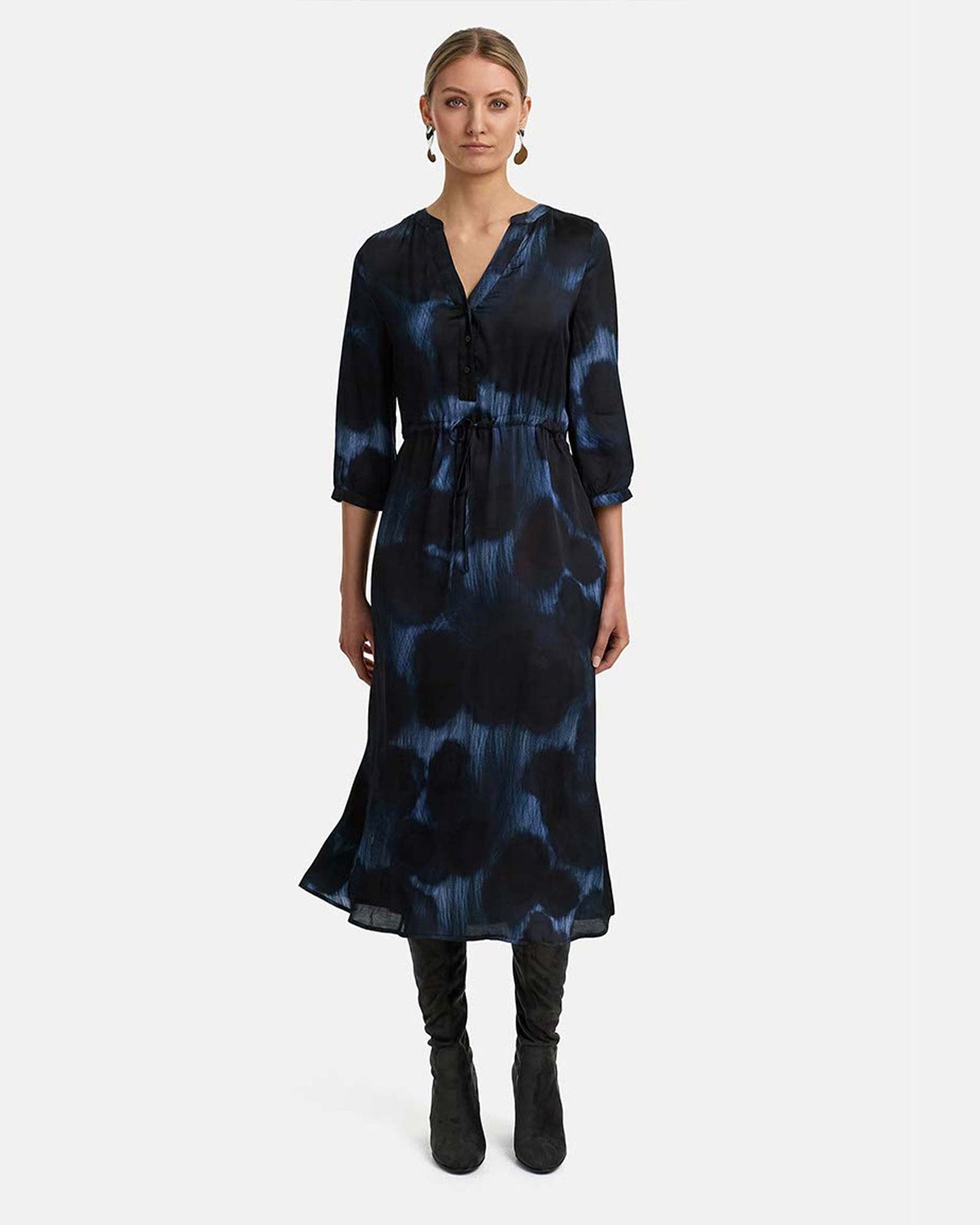 Midikleid in Viskose Satin Blue Shadows myMEID