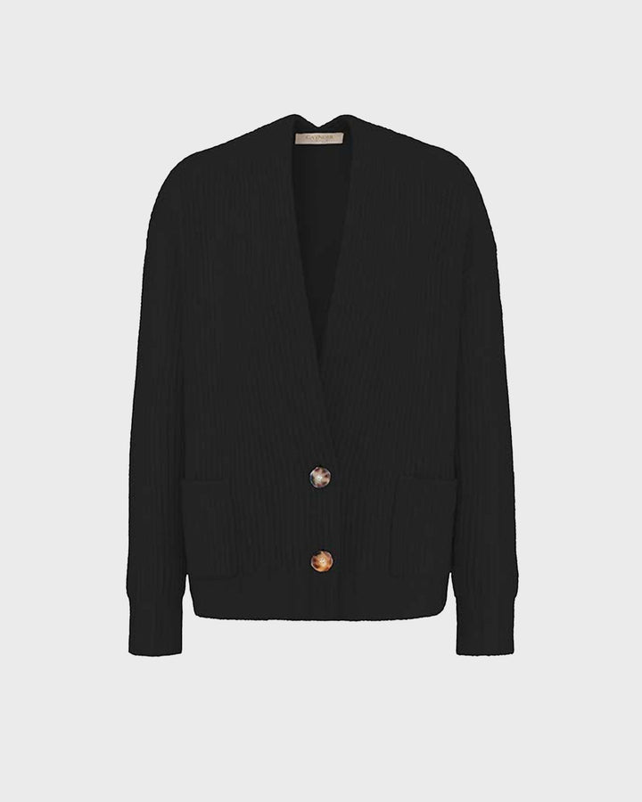 Strickjacke mit Merino-Wolle Black