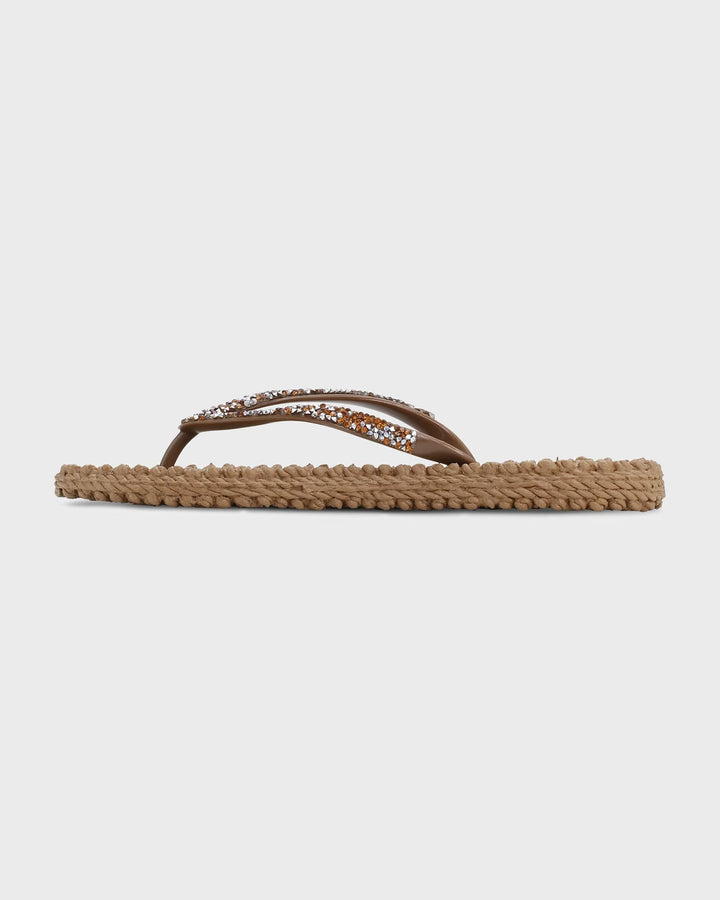 Flip Flop with Rhinestones Mocca