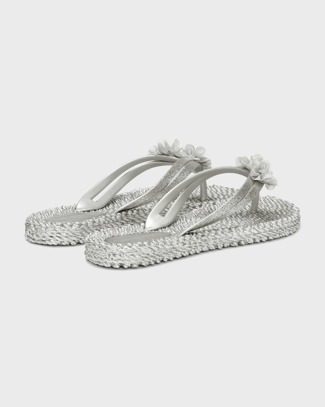Flip Flop with Flowers Silver