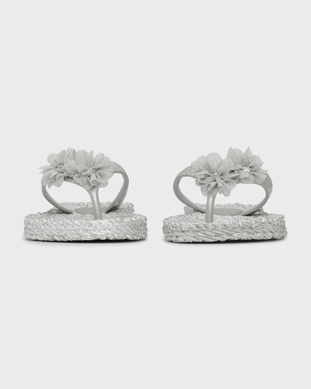 Flip Flop with Flowers Silver