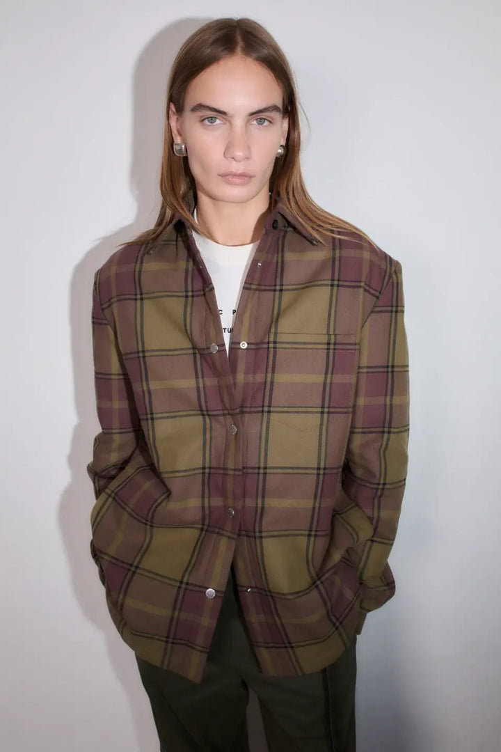 CPH Padded Overshirt 1 Olive/Burgundy Karo