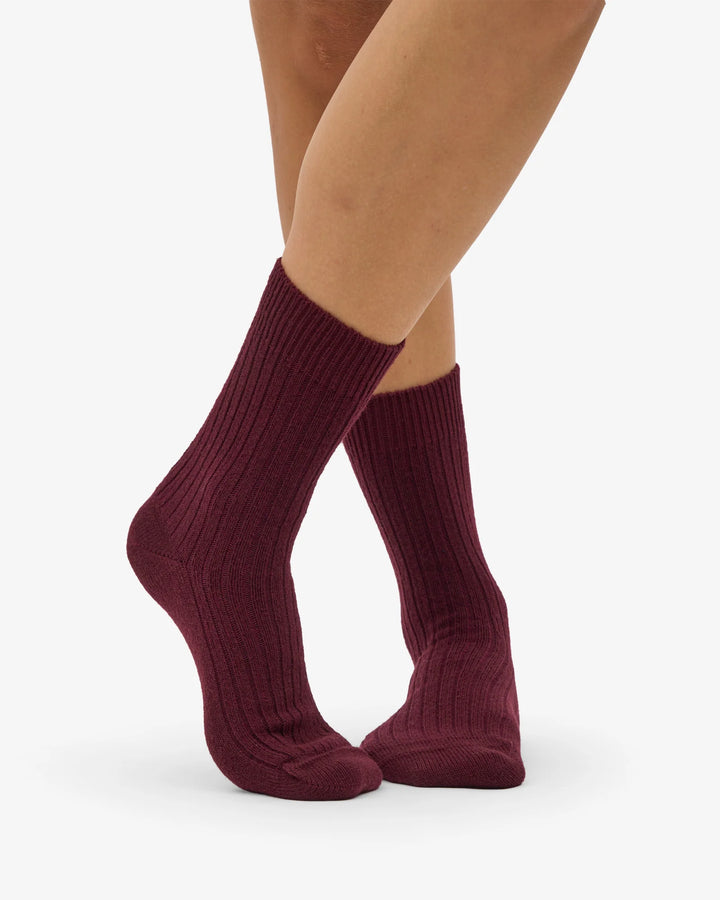 Merino Wool Blend Sock Oxblood Red