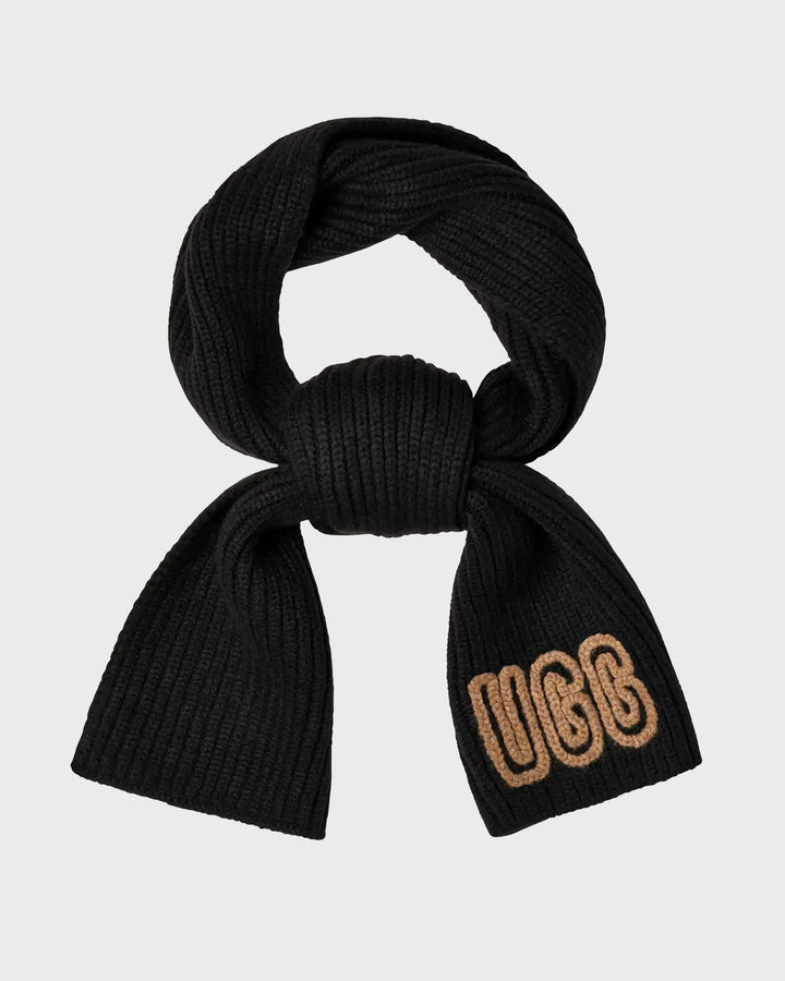 Chunky Crafted Rib Scarf Black