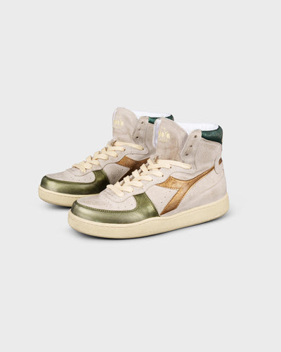 Diadora Damen Sneaker Mi Basket Metal Pigskin Used Oyster White myMEID