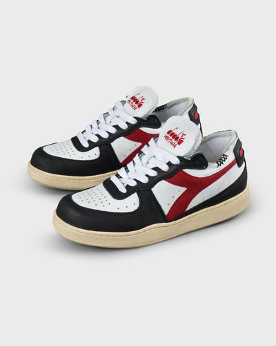 Diadora Damen Sneaker Mi Basket Row Cut White Black Red myMEID