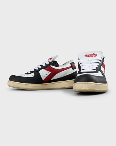 Diadora Damen Sneaker Mi Basket Row Cut White Black Red myMEID