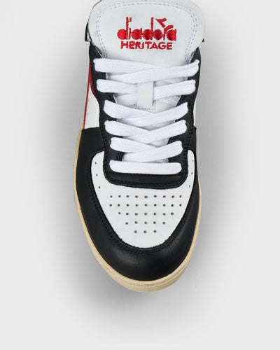 Diadora Damen Sneaker Mi Basket Row Cut White Black Red myMEID