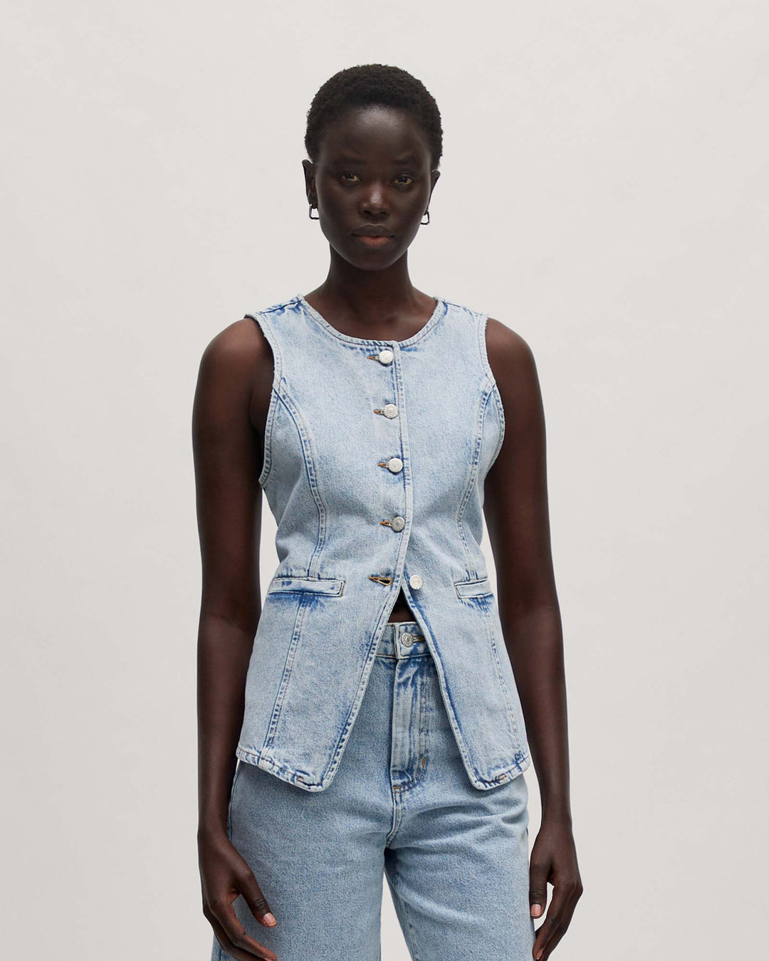 Lyla Denim Vest Light Blue