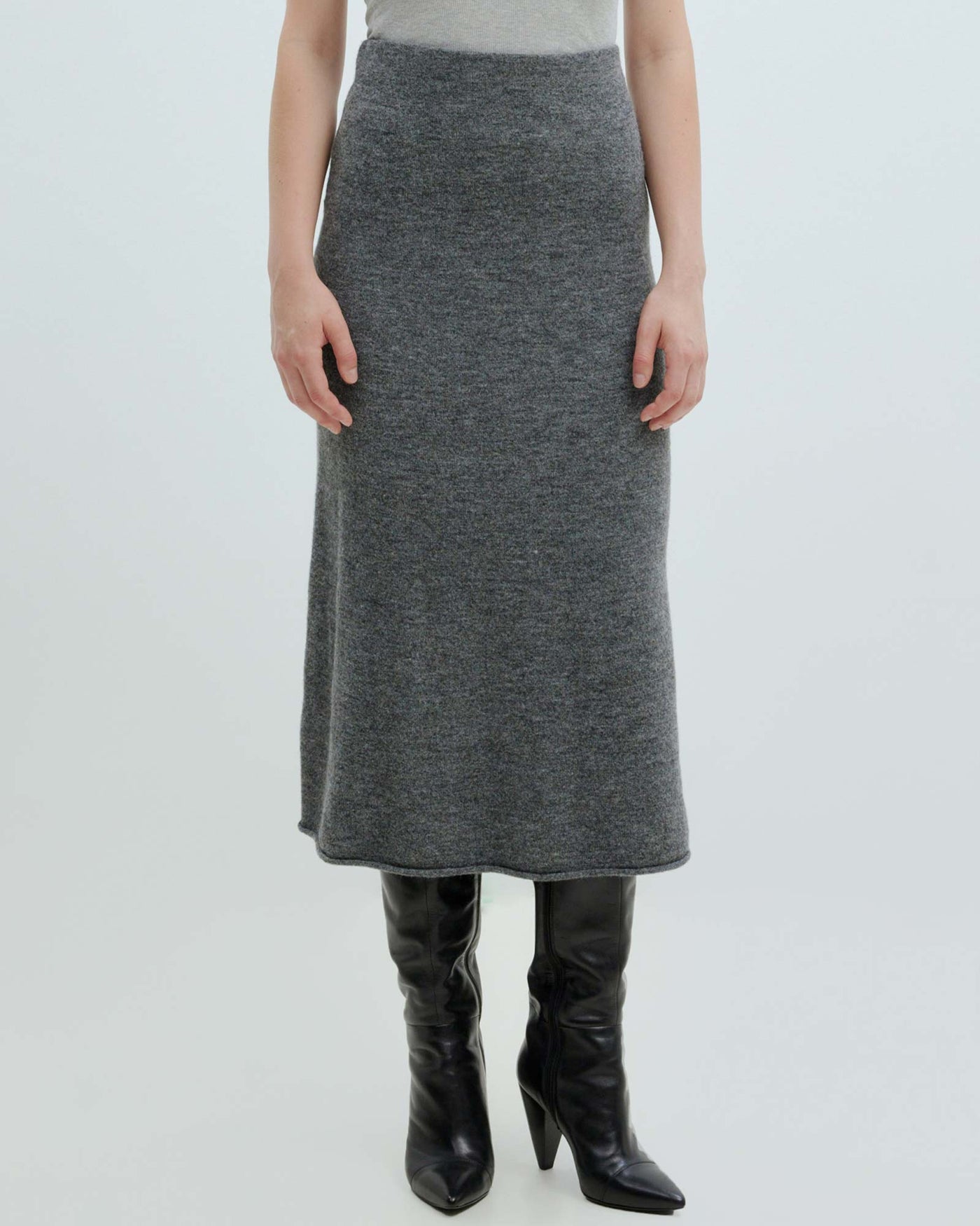 Panja Knit Skirt Dark Grey Mélange myMEID