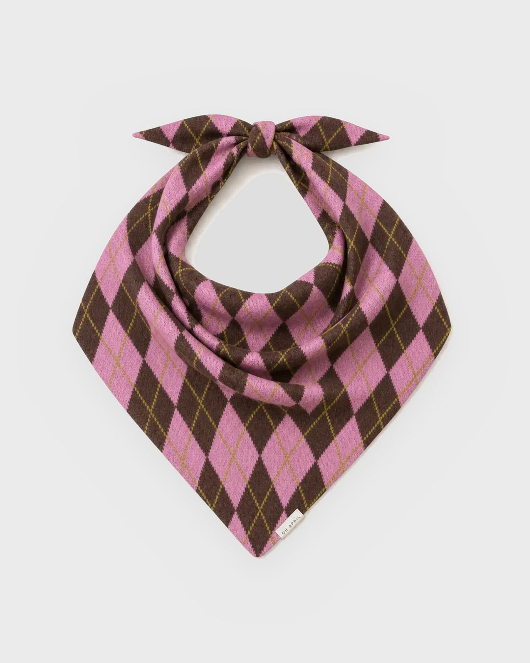OH APRIL Scarf Elsie Triangle Scarf Dark Brown Argyle