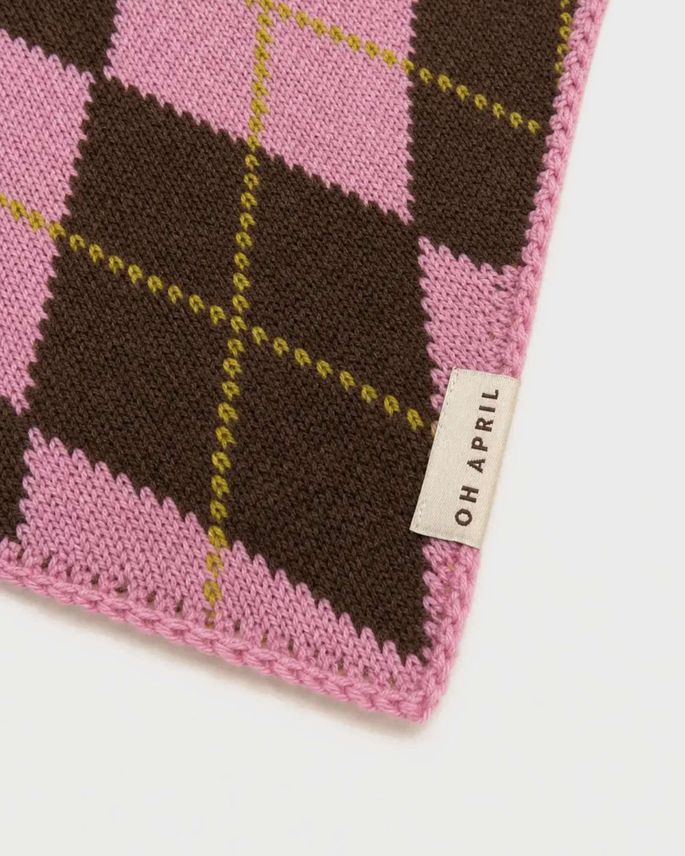 OH APRIL Scarf Elsie Triangle Scarf Dark Brown Argyle – Bild 2